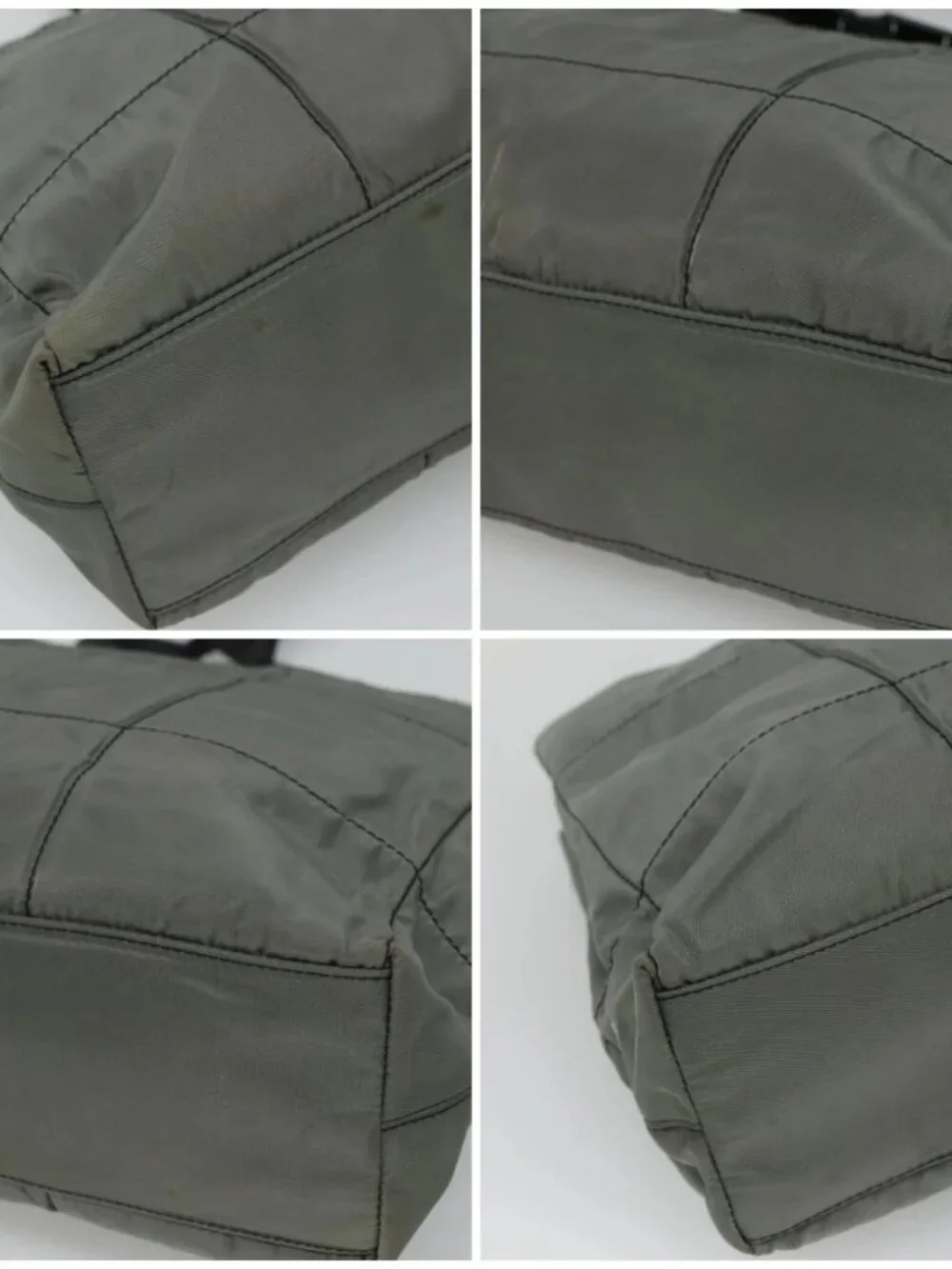 PRADA Tote Bag Nylon Plastic Gray Black Auth ep7577